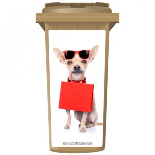 Chihuahua With Doggie Bag Wheelie Bin Sticker Panel
